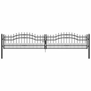 vidaXL žoga vārti KAMPEN ar &scaron;ķēpa galu, melni, 394,5x78 cm, tērauds