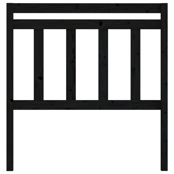 vidaXL gultas galvgalis, melns, 81x4x100 cm, priedes masīvkoks