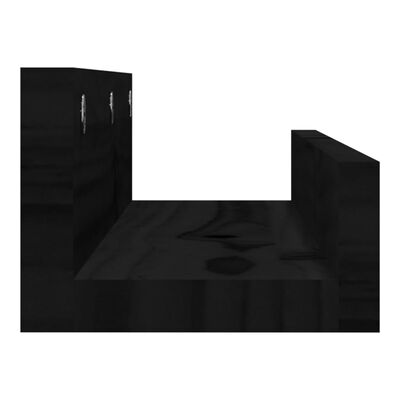 vidaXL sienas plaukti, 2 gab., melni, 50x12x9 cm, priedes masīvkoks
