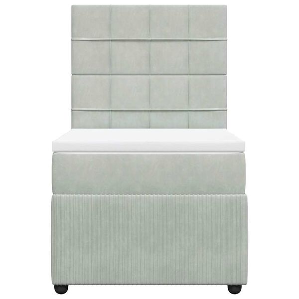 vidaXL atsperu gulta ar matraci, gai&scaron;i pelēka samts, 80x200 cm