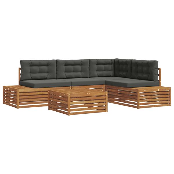 vidaXL Āra dīvānu komplekts ar spilvenu 5 Gabals Dabisks un antracīts