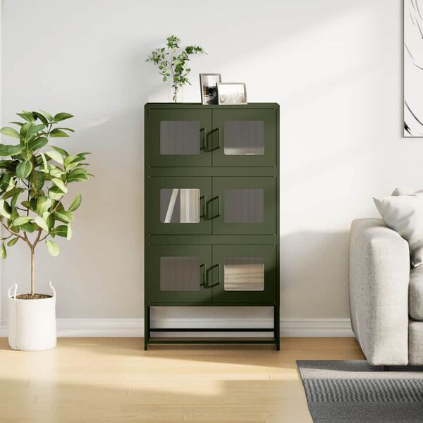 vidaXL Highboard Olive Green 68x39x123 cm Tērauds