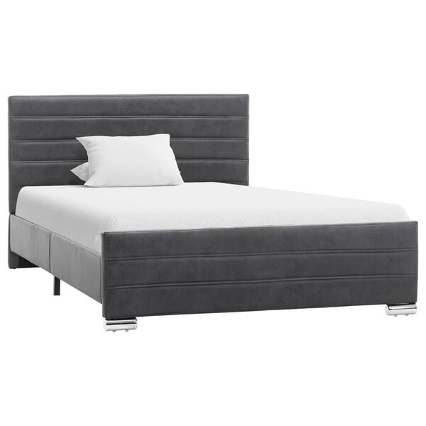 vidaXL gultas rāmis, pelēka mākslīgā zam&scaron;āda, 120x200 cm