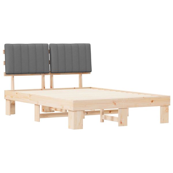 vidaXL Gultas rāmis ar polsterētu galvas balstu Gai&scaron;i pelēks