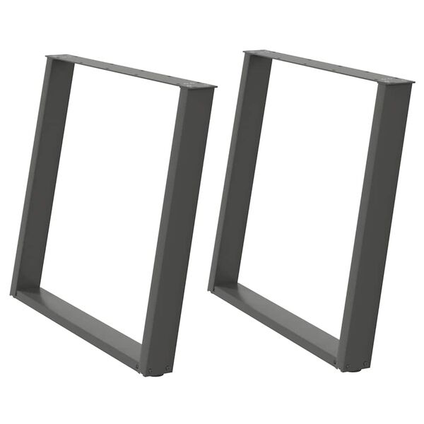 vidaXL ēdamgalda kājas, 2 gab., U-veida, antracīta krāsā, 100x(72-73) cm, tērauds