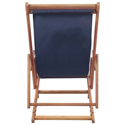 vidaXL saliekams pludmales krēsls, zils audums, koka rāmis