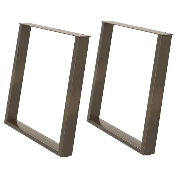 vidaXL ēdamgalda kājas, 2 gab., U-veida, dabīgs tērauds, 90x(72-73) cm