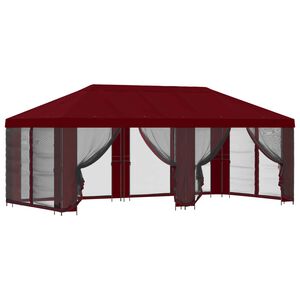 vidaXL Dārza paviljons ar sānu sienām 6 x 3 m Burgundija