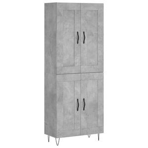 vidaXL augstais skapis, pelēks, 69,5x34x180 cm, inženierijas koks