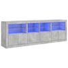 vidaXL kumode ar LED lampiņām, betona pelēka, 202x37x67 cm