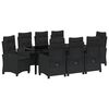 vidaXL Dārza ēdamgalds ar spilvenu 9 pcs Melna poliratāns