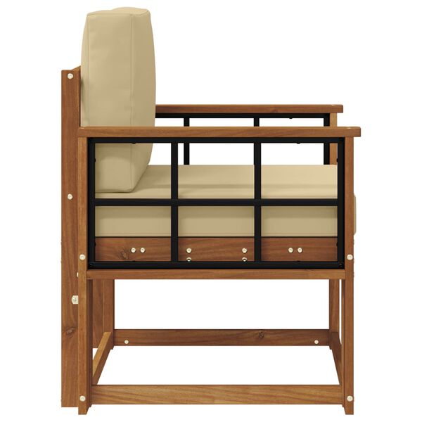 vidaXL Āra dīvāns Cieta akācijas koks un poliesters Dabiska