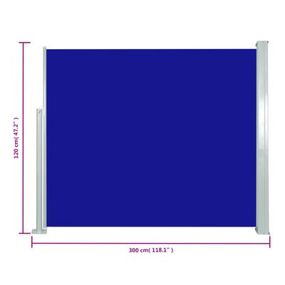 vidaXL izvelkama sānu markīze, 120x300 cm, zila