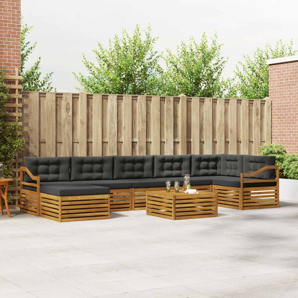 vidaXL Āra dīvānu komplekts ar spilvenu 8 pcs Dabisks un antracīts