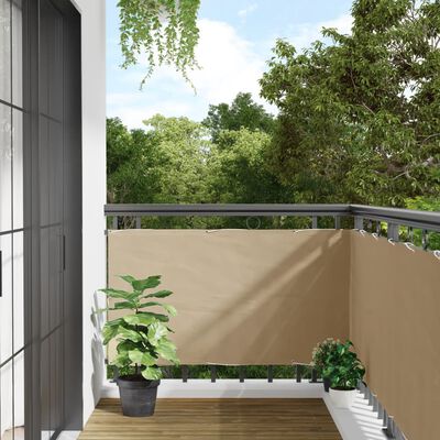 vidaXL balkona aizslietnis, 75x600 cm, bēšs oksforda audums