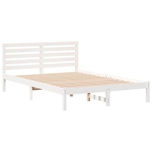 vidaXL Gultas rāmis Balts 140 x 220 cm Ciets priedes koks