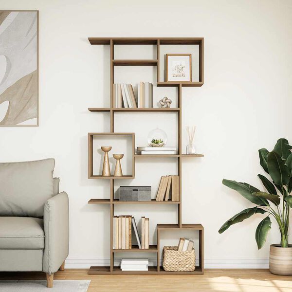 vidaXL grāmatu plaukts, koka krāsā, 92x29x188 cm, inženierijas koks