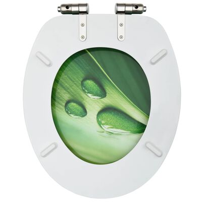 vidaXL tualetes poda sēdekļi ar vāku, 2 gab., zaļi, ūdens lāšu dizains
