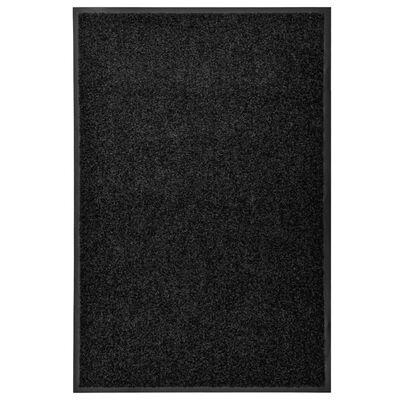 vidaXL durvju paklājs, mazgājams, melns, 60x90 cm