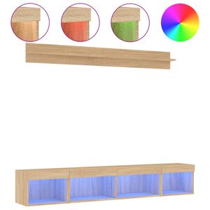 vidaXL 5-daļīgs TV skapī&scaron;u komplekts ar LED, ozola, inženierijas koks