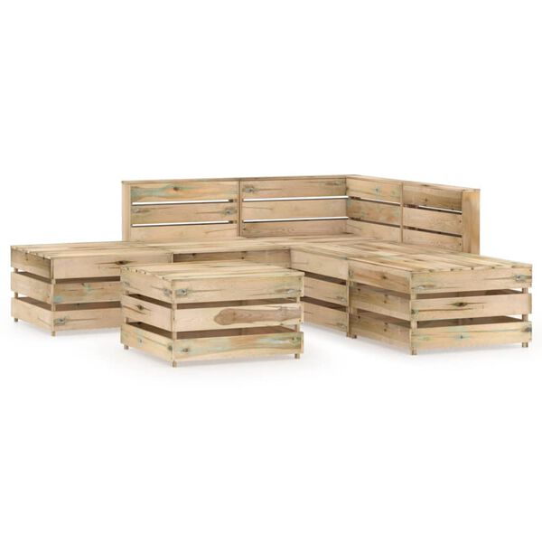 vidaXL 6-daļīgs dārza atpūtas mēbeļu komplekts, impregnēta priede