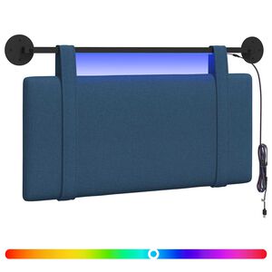 vidaXL Piekaramais gultas galvgalis Ar LED gaismu Zila Audums