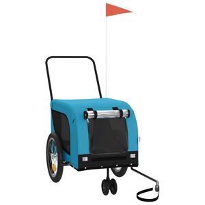 vidaXL mājdzīvnieku velo piekabe, zila ar melnu, audums un dzelzs