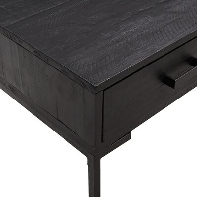 vidaXL kafijas galdiņš, melns, 90x50x35 cm, priedes masīvkoks