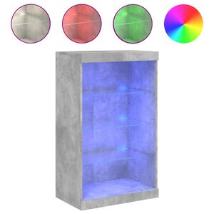 vidaXL kumode ar LED lampiņām, betona pelēka, 60,5x37x100 cm