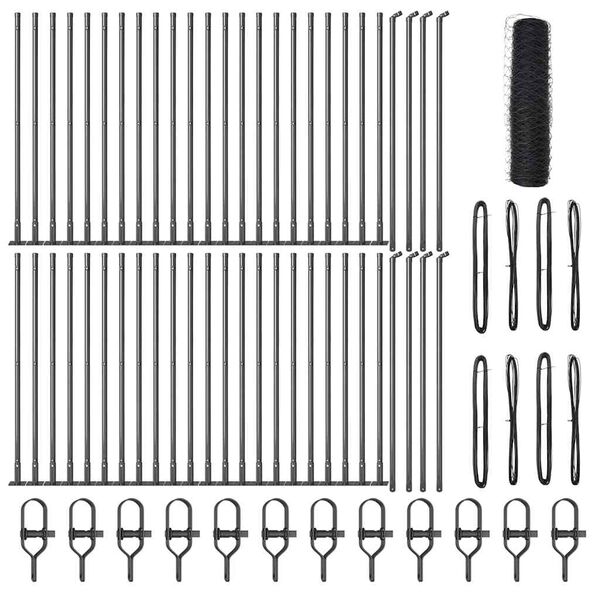 vidaXL Žoga āķis Pelēka 100 x 0,6 m (36 mm acs) Tērauds un PVC