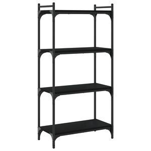 vidaXL grāmatu plaukts, 4 līmeņi, melns, 60x30x120 cm, koks
