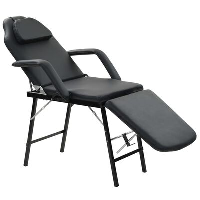 vidaXL kosmetoloģijas krēsls, mākslīgā āda, 185x78x76 cm, melns