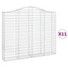 vidaXL arkveida gabiona grozi, 11gb., 200x30x160/180cm, cinkota dzelzs