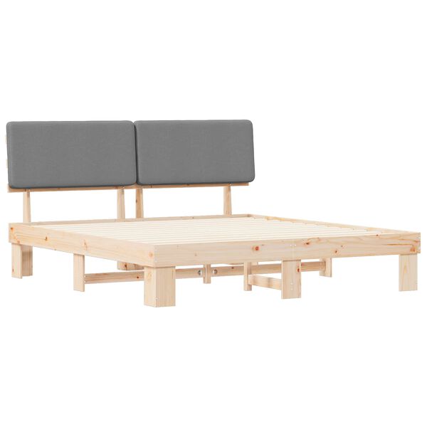 vidaXL Gultas rāmis ar polsterētu galvas balstu Gai&scaron;i pelēks