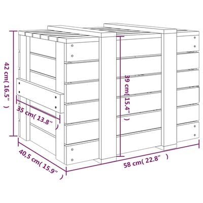 vidaXL uzglabāšanas kaste, 58x40,5x42 cm, priedes masīvkoks