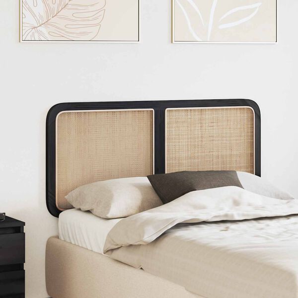 vidaXL Galvgalis ar galvas klāju Melna 120 x 55 x 3 cm Rotangpalma