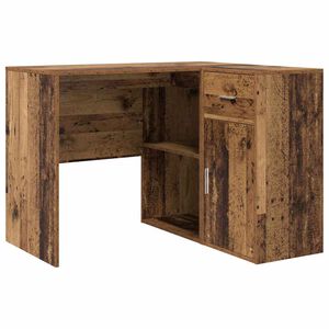 vidaXL Stūra rakstāmgalds ar atvilktni Vecs koks 102 x 88 x 75 cm