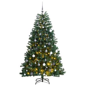 vidaXL mākslīgā Ziemassvētku egle, bumbiņu komplekts, 180 cm, 300 LED