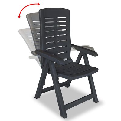 vidaXL atgāžami dārza krēsli, 6 gab., plastmasa, antracītpelēki