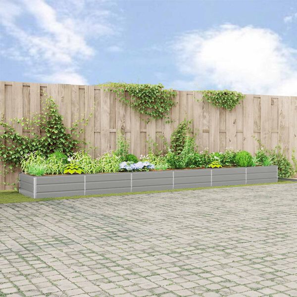 vidaXL Puķu kaste Gai&scaron;i pelēks 195 x 100 x 45 cm Cinkots tērauds