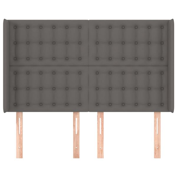 vidaXL galvgalis ar malām, pelēka mākslīgā āda, 147x16x118/128 cm