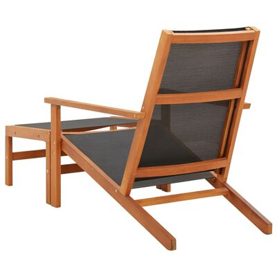 vidaXL dārza krēsls ar kāju balstu, eikalipta masīvkoks un tekstilēns