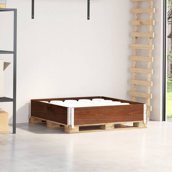 vidaXL pale&scaron;u apmale, brūns, 100x100 cm, priedes masīvkoks