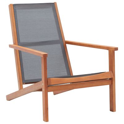 vidaXL dārza atpūtas krēsls, pelēks, eikalipta masīvkoks un tekstilēns