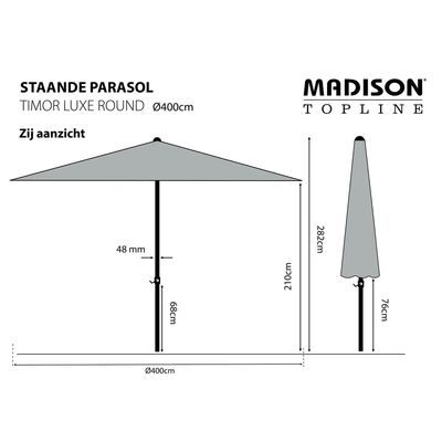 Madison saulessargs Timor Luxe, 400 cm, smilšu krāsa, PAC8P016