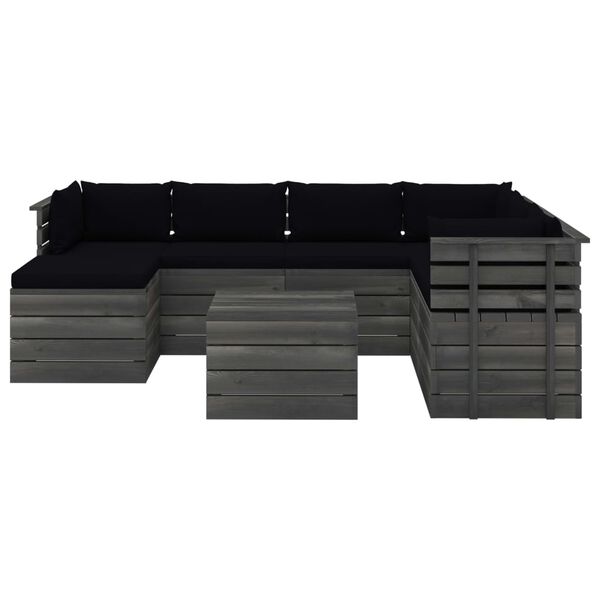 vidaXL 8-daļīgs dārza pale&scaron;u mēbeļu komplekts ar matračiem, priede