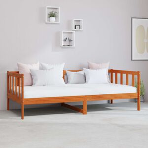 vidaXL Dienas gulta ar matraci Vaksēts brūns un balts 90 x 200 cm