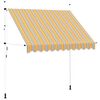 vidaXL izvelkama markīze, 250 cm, manuāla, dzeltena ar zilām svītrām