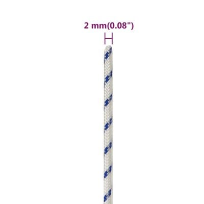 vidaXL laivu virve, balta, 2 mm, 250 m, polipropilēns