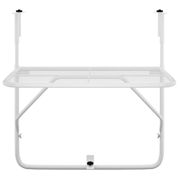 vidaXL balkona galdiņš, balts, 60x40 cm, tērauds